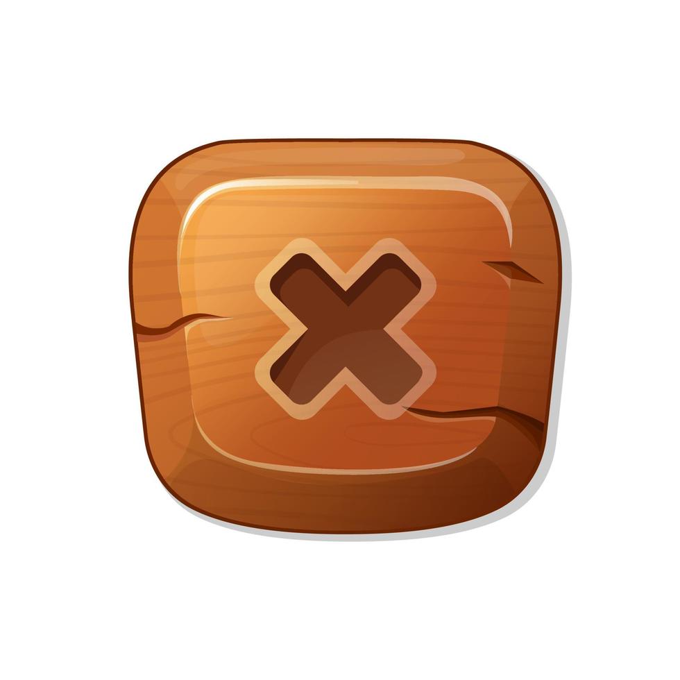dagger. wooden button in cartoon style. an asset for a GUI in a mobile app or casual video game. vector
