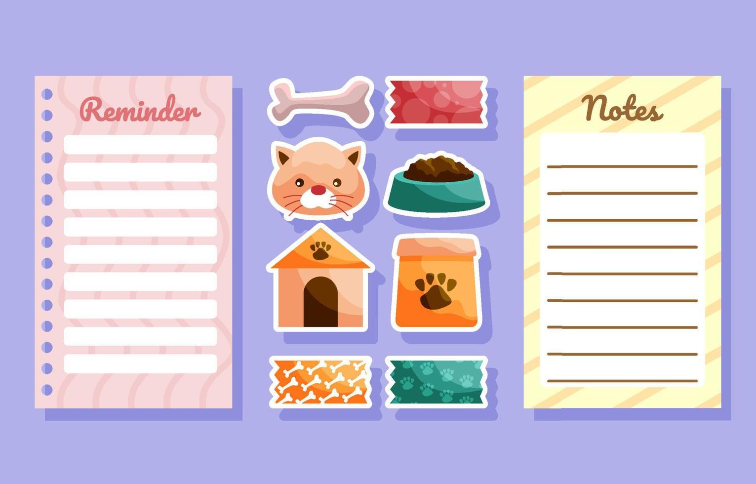 Journal Template with Pet Sticker Template vector