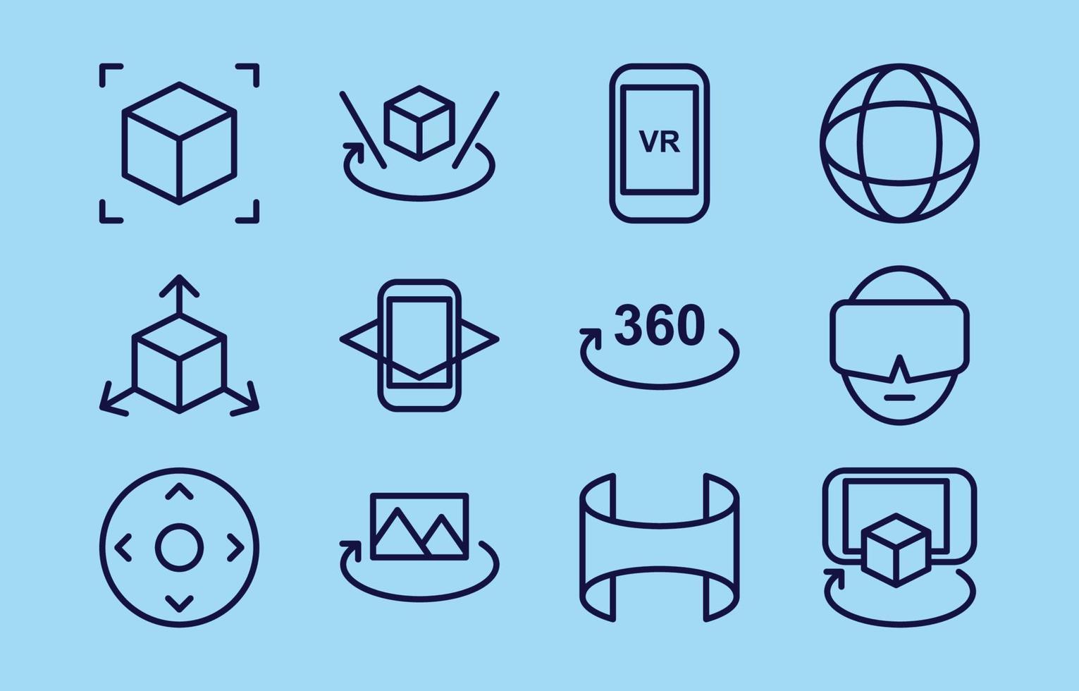 Augmented Reality Simpel Outline Icon Collection vector