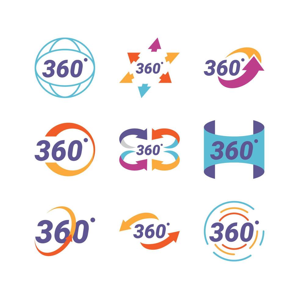 colección de logotipos coloridos de 360 grados vector