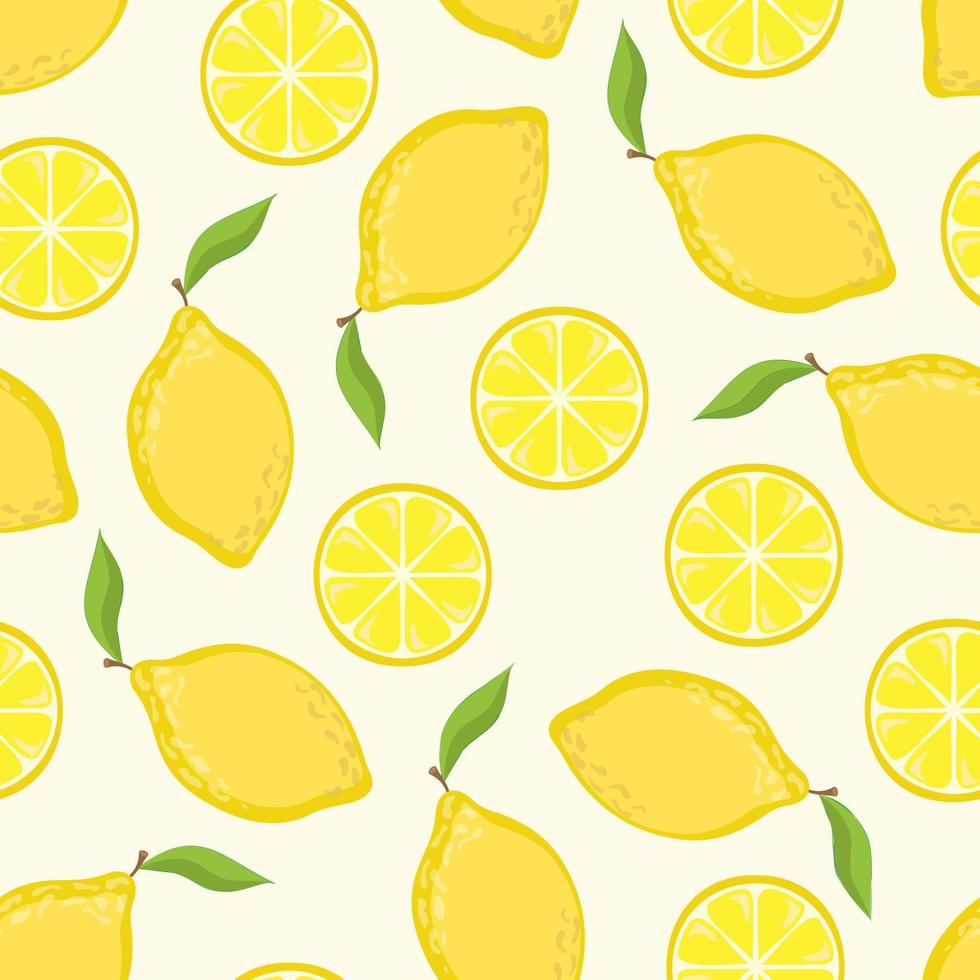 Vector seamless pattern with lemons drawn by hand. Modern fruit pattern