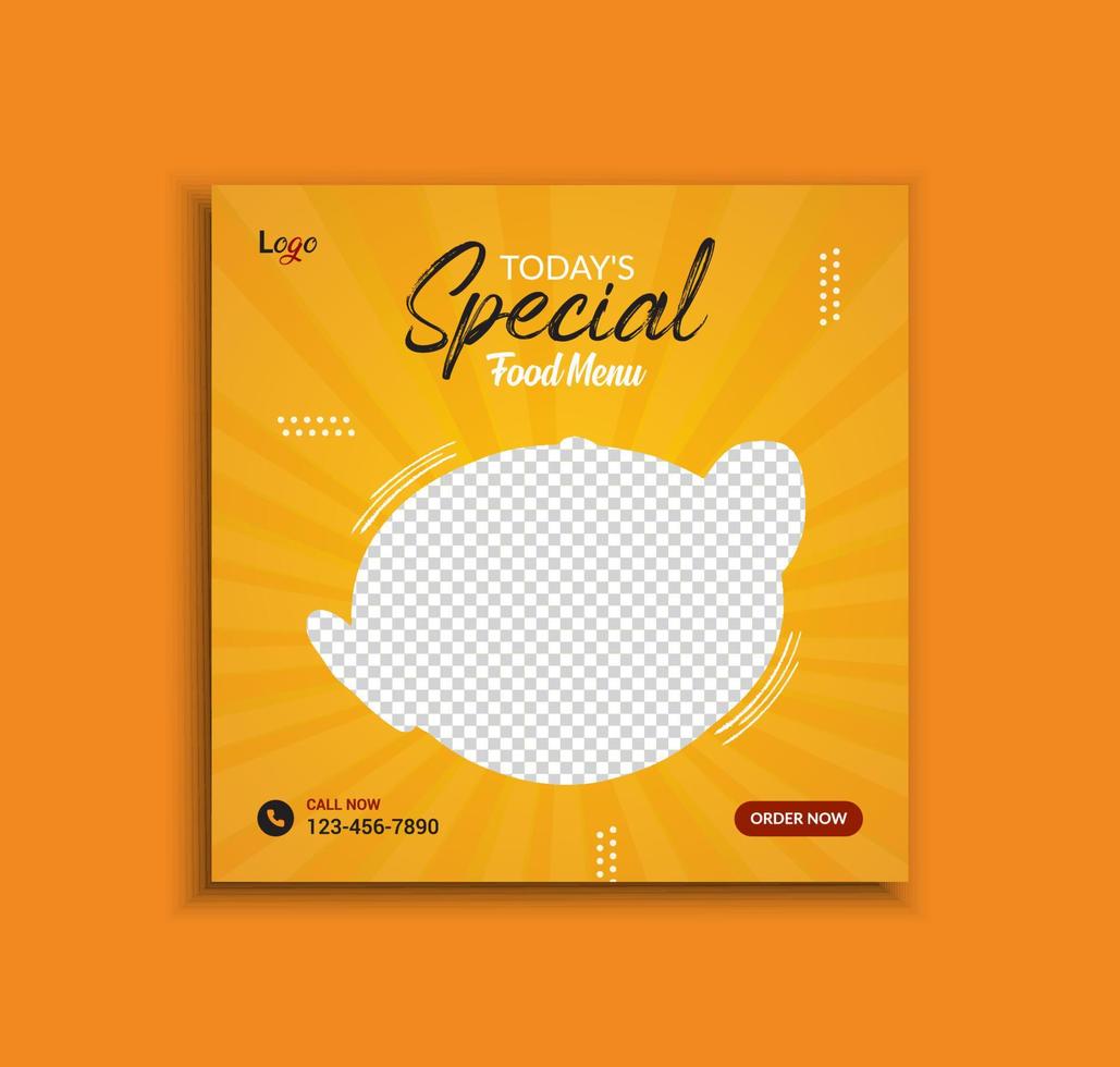 Creative restaurant social media post and web banner template layout vector