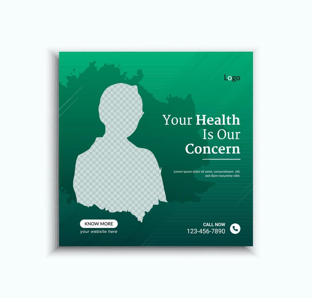Medical social media post template design vector
