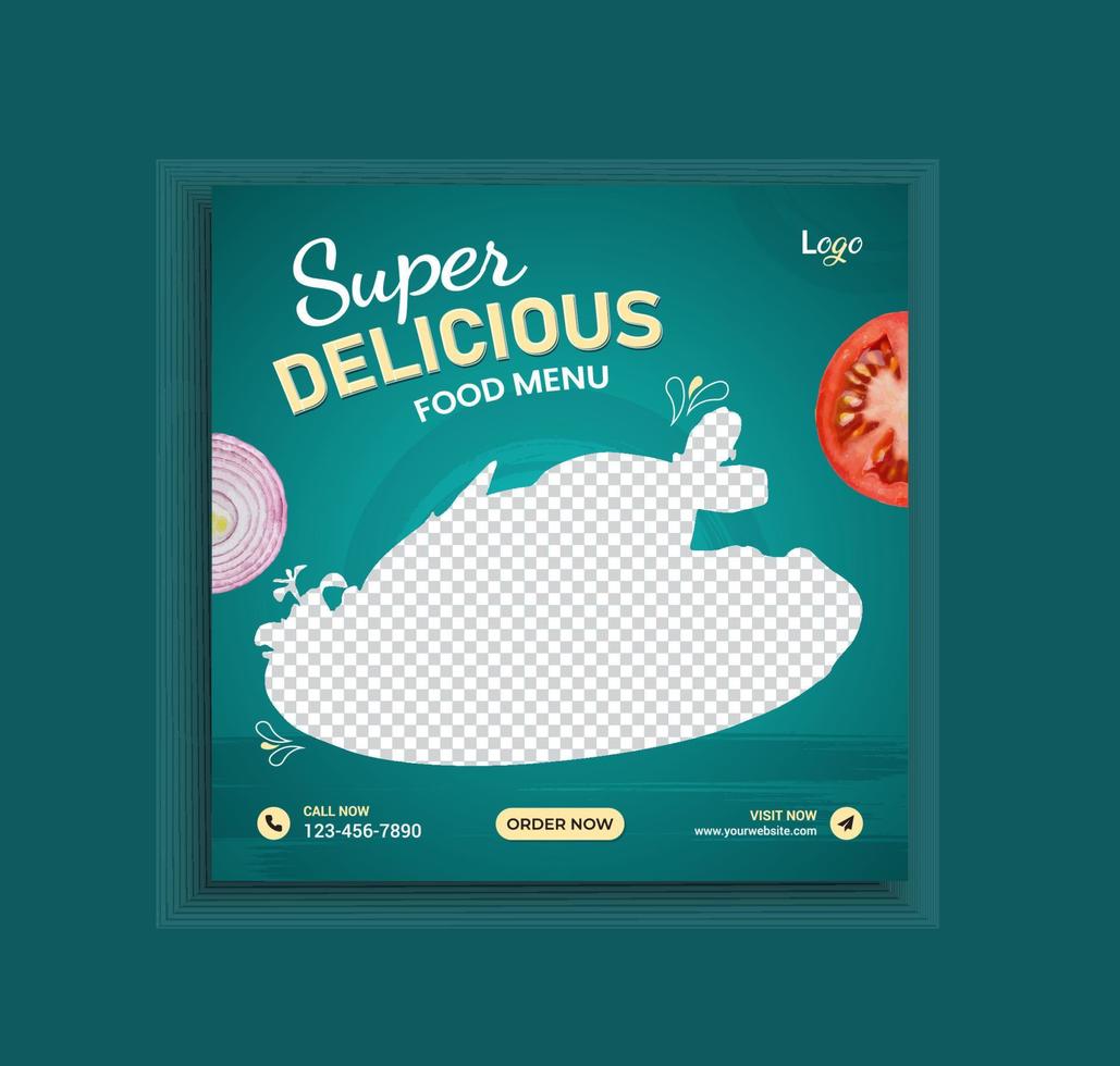 Unique food menu social media post and web banner template design vector