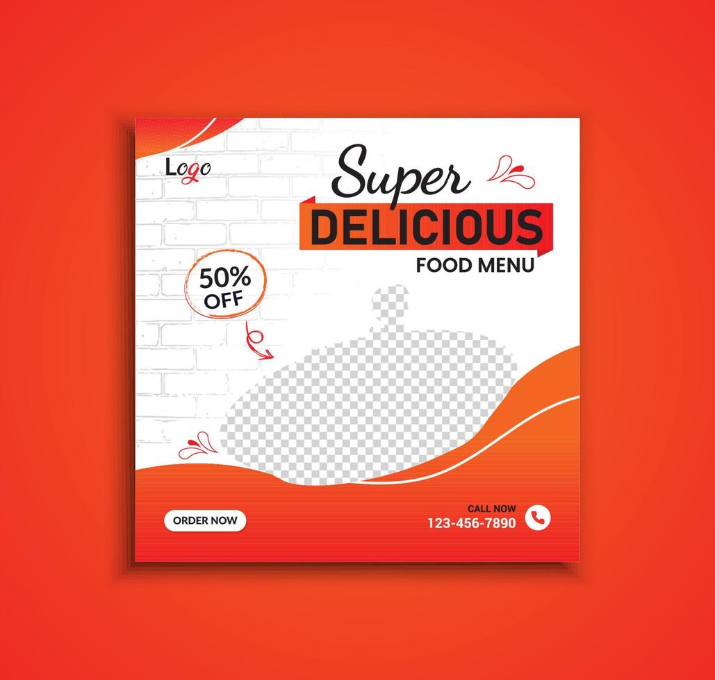 Corporate modern food menu social media post and web banner template layout vector