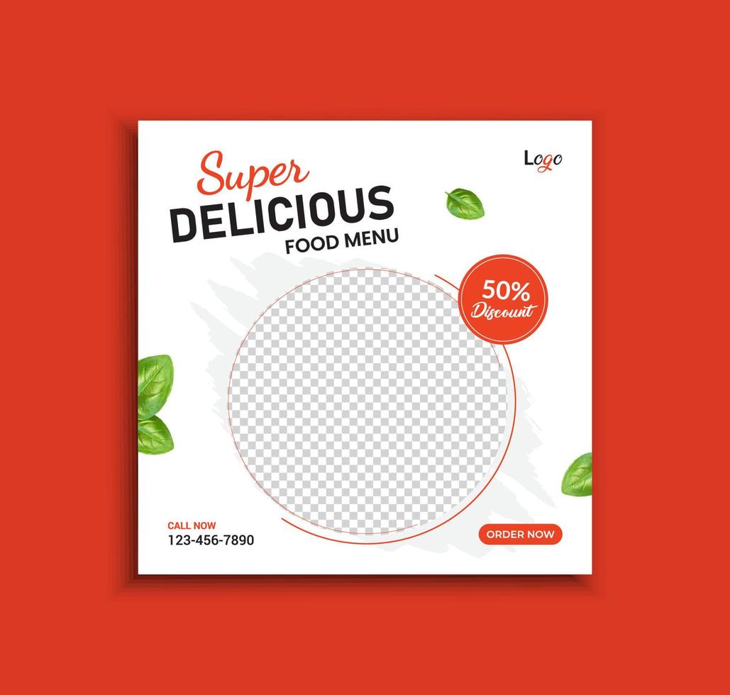 Modern food menu social media post and web banner template layout vector