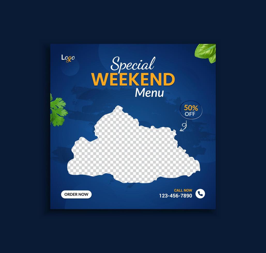 Special weekend food menu social media template vector