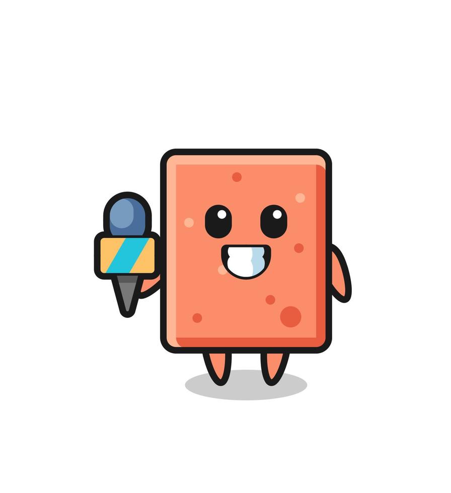 Character mascot of brick as a news reporter vector