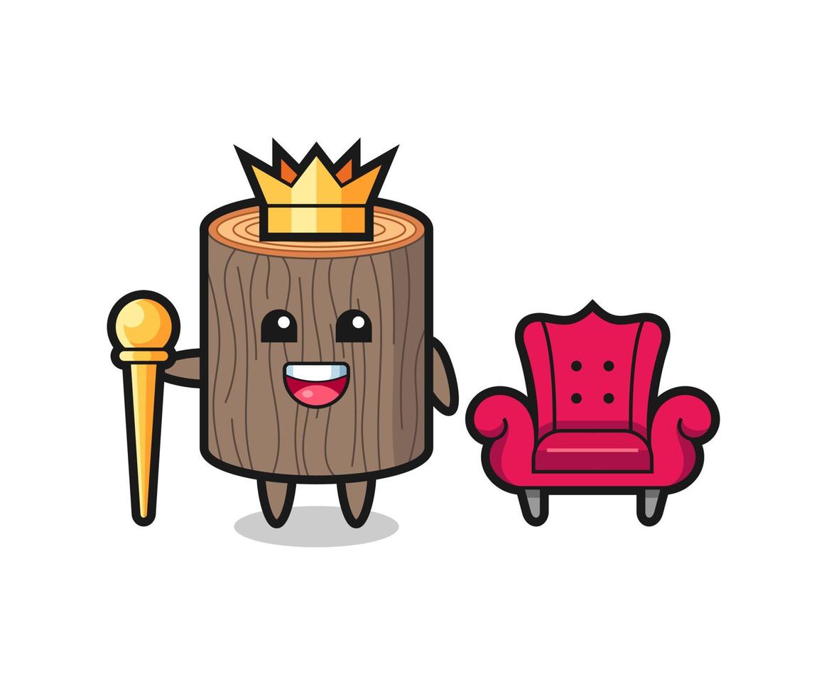 Mascot cartoon of tree stump as a king vector