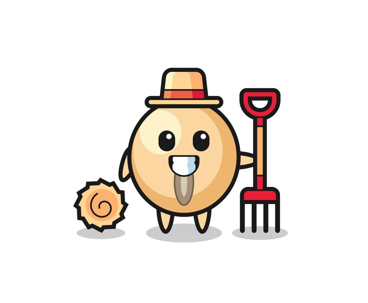 Mascot character of soy bean as a farmer vector