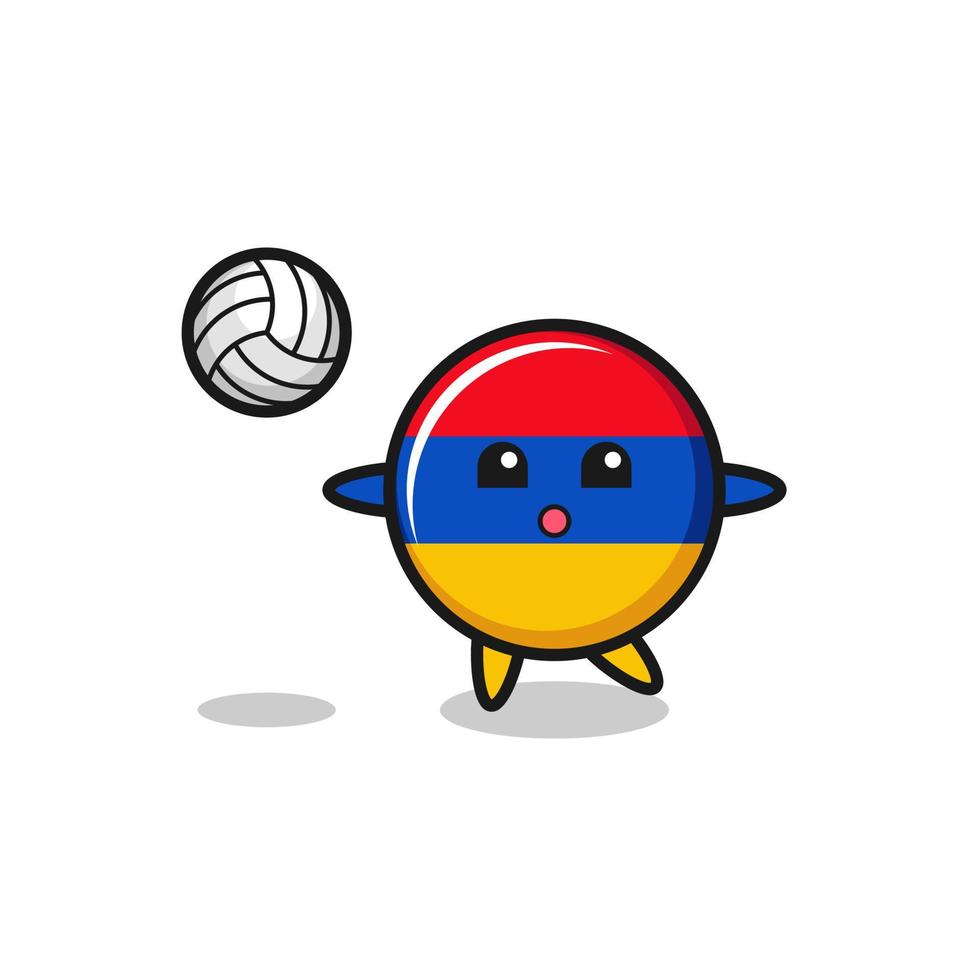 Character cartoon of armenia flag is playing volleyball vector