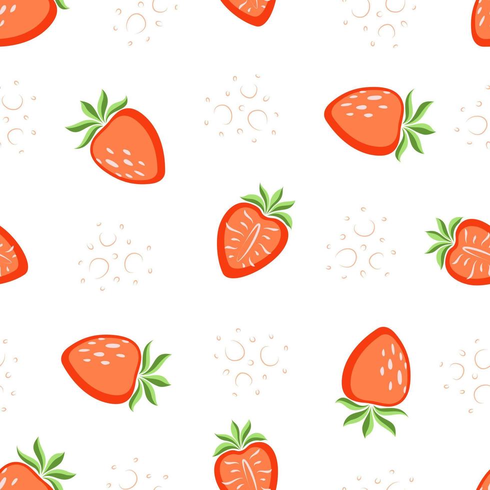 patrón vectorial sin costuras, fresas dibujadas sobre un fondo blanco. patrón jugoso para imprimir en papel, postales, textiles de cocina vector