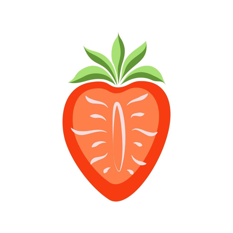 Vector strawberry icon. Color drawing of a strawberry cut