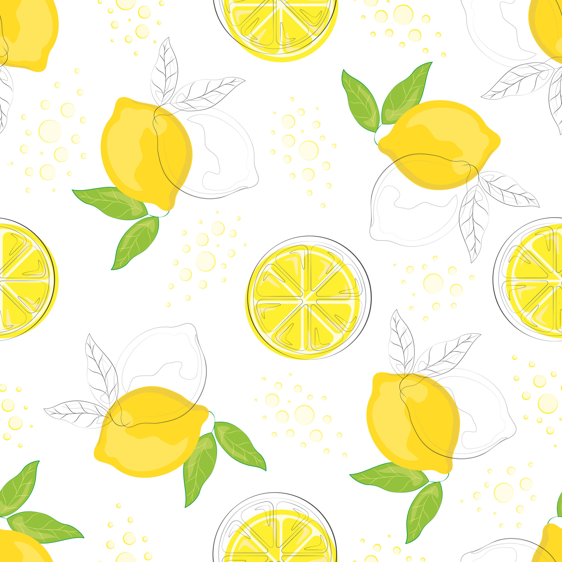 Seamless pattern with hand drawn lemons 7780708 Vector Art at Vecteezy