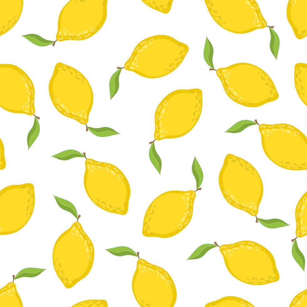 Vector seamless pattern with lemons drawn by hand. Modern fruit pattern