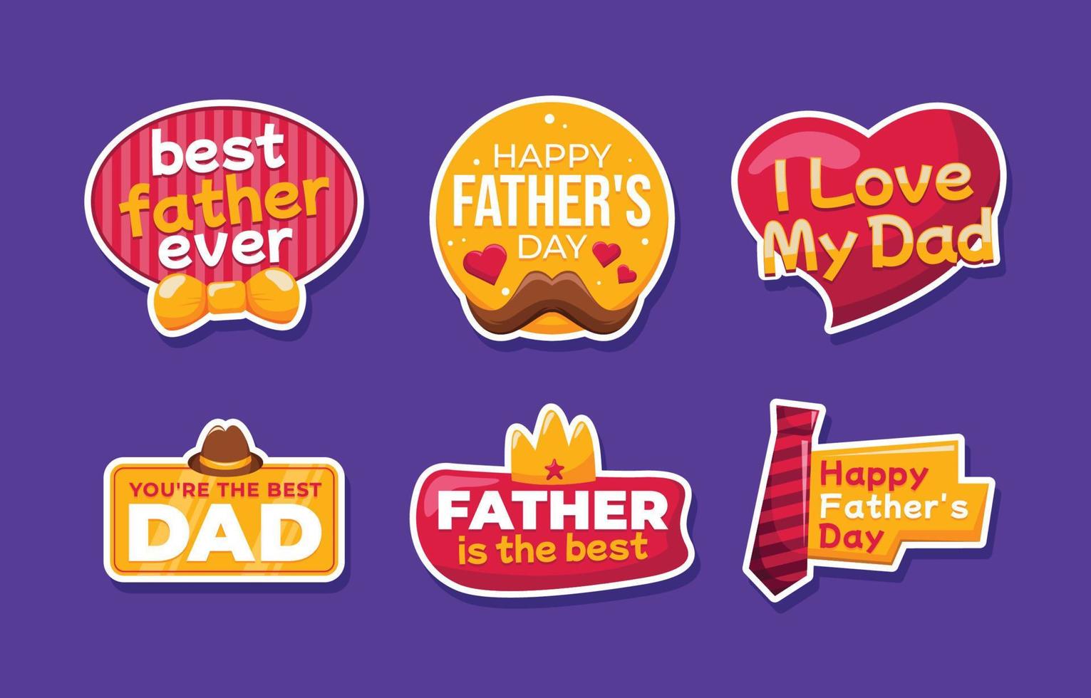 Happy Father's Day Stickers Set vector