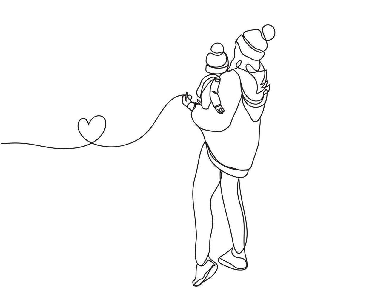 Mother and baby line art vector illustration for Happy mother's day card and background.