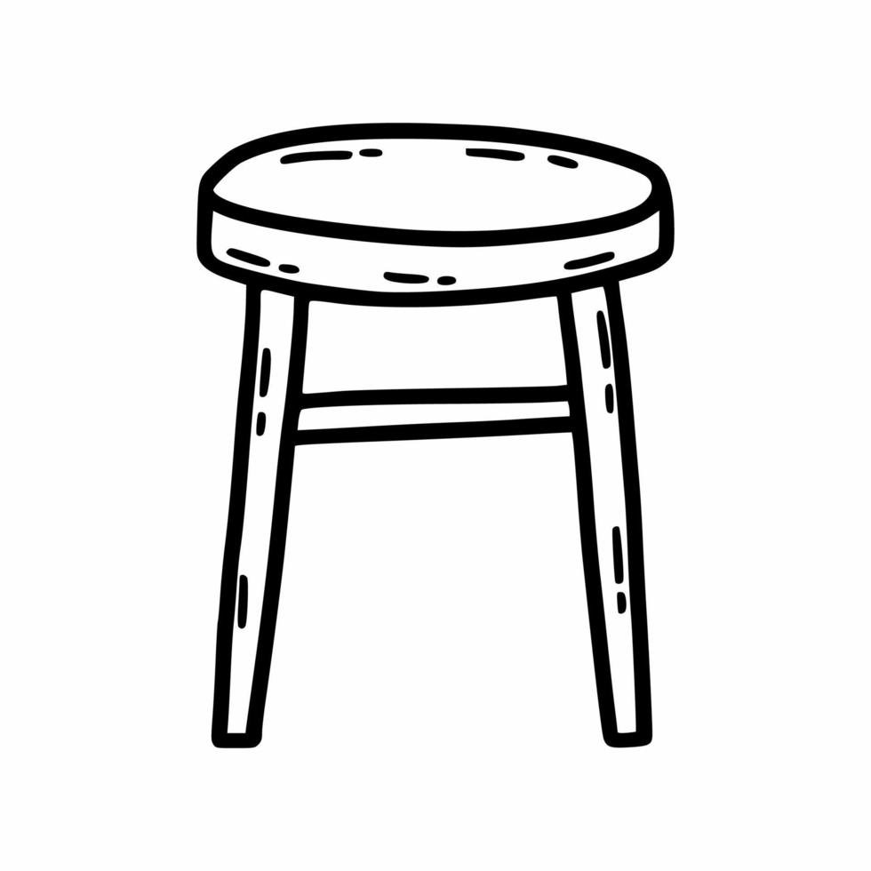 silla sobre fondo blanco. ilustración de garabatos vectoriales. icono lineal. heces. muebles para casa. vector