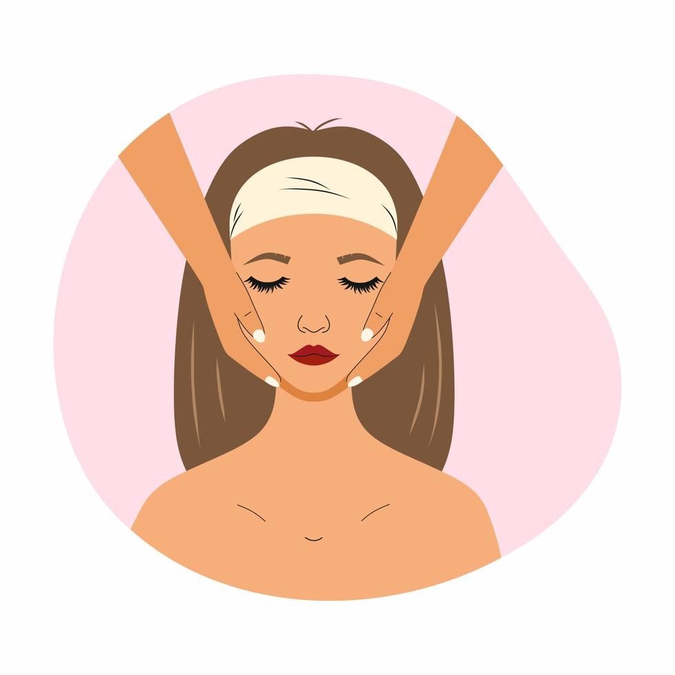 masaje facial. tratamientos de mujer y spa. belleza y juventud de la piel. salón de belleza. vector