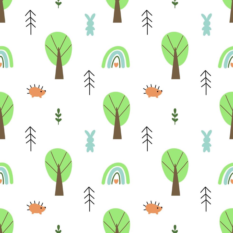 Seamless pattern for sewing children clothing. Forest animals. Printing on fabric and wrapping paper. Wallpaper for nursery. vector