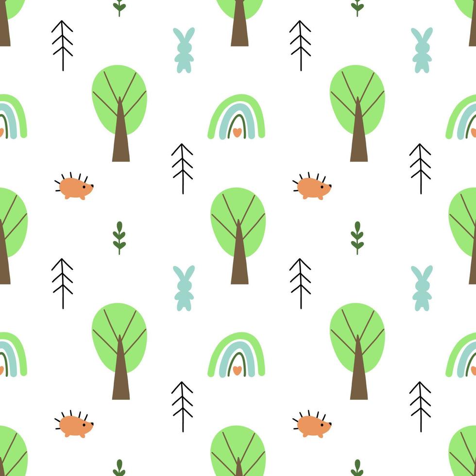 Seamless pattern for sewing children clothing. Forest animals. Printing on fabric and wrapping paper. Wallpaper for nursery. vector