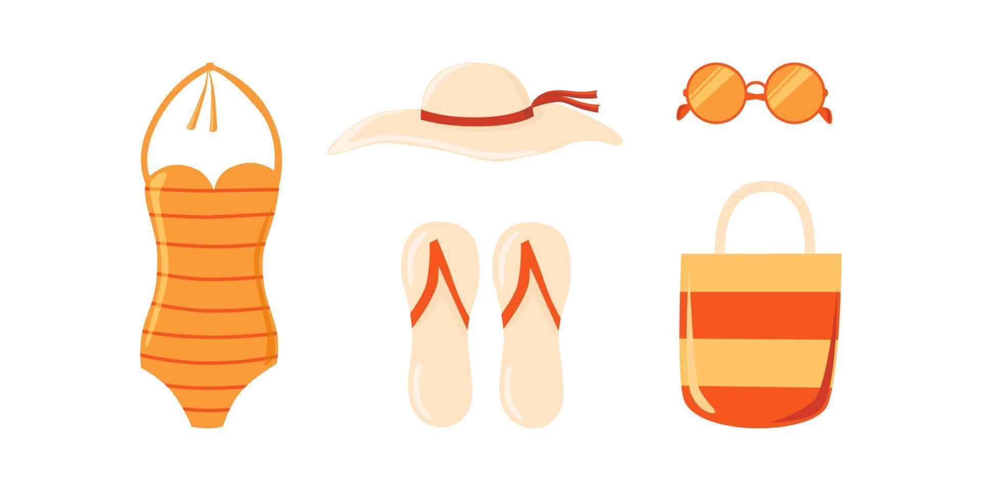 Woman beach fashion vector isolated illustration collection