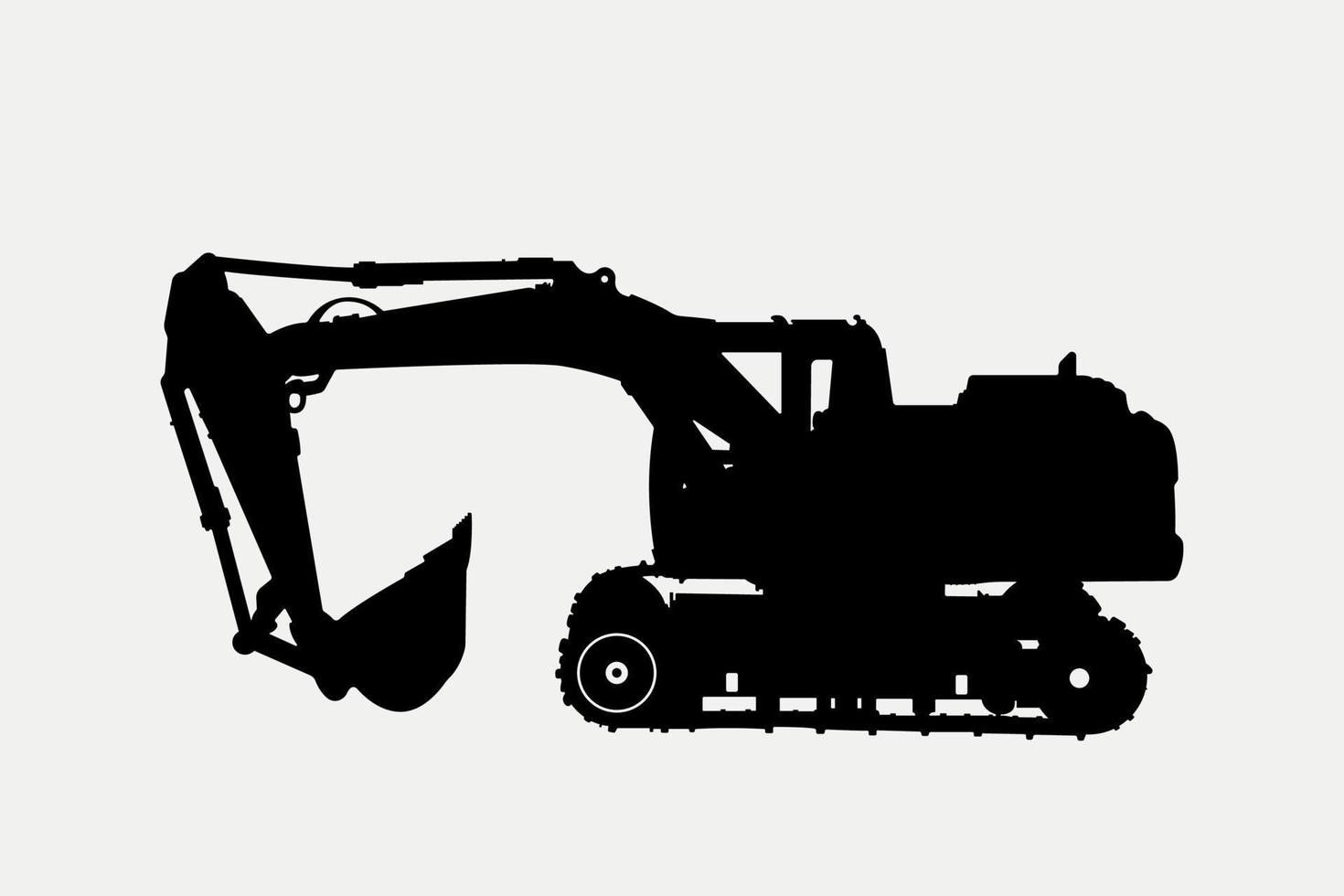 Excavator heavy construction vehicle Silhouette Illustration. vector