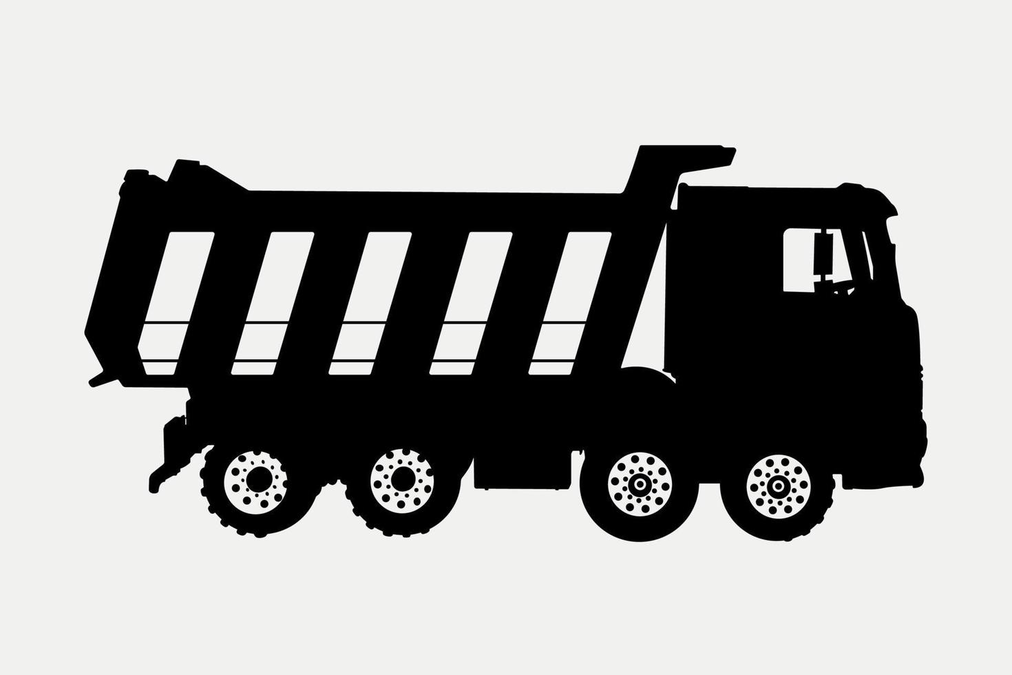 Dump Truck heavy construction vehicle Silhouette Illustration. vector