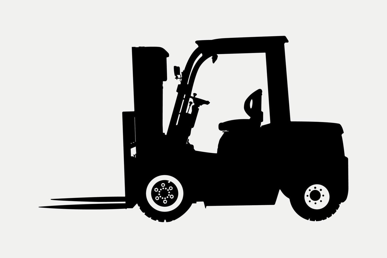 Forklift Truck heavy construction vehicle Silhouette Illustration. vector