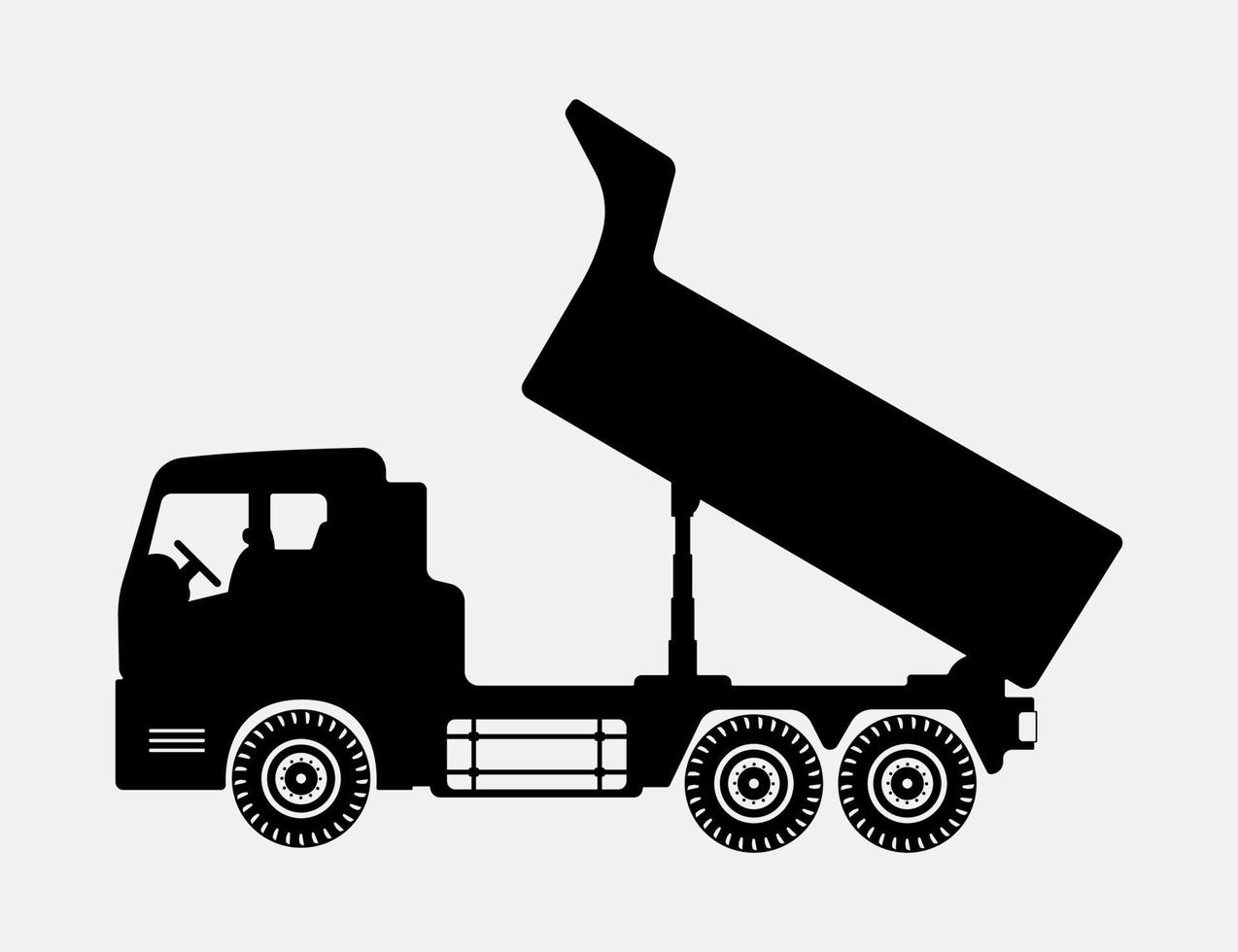 Dump Truck construction vehicle, heavy Equipment Silhouette Illustration. vector