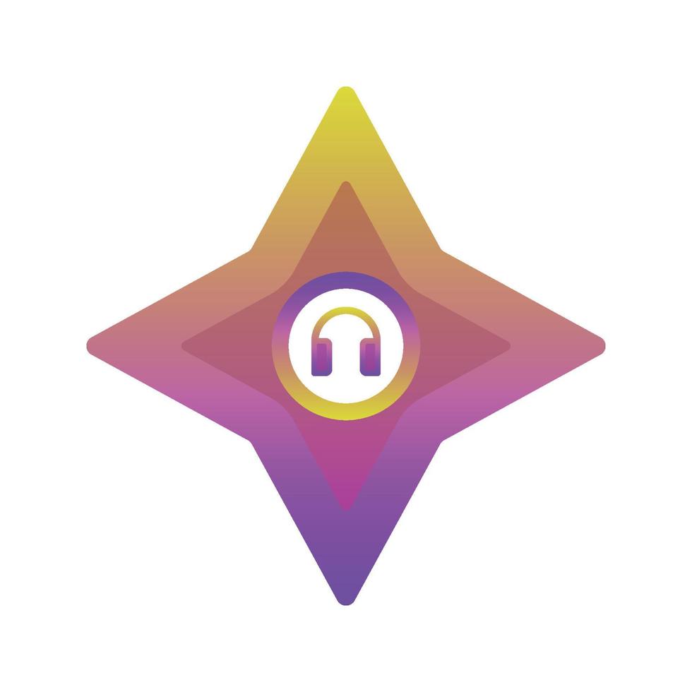 icono de plantilla de diseño de logotipo degradado shuriken de auriculares vector