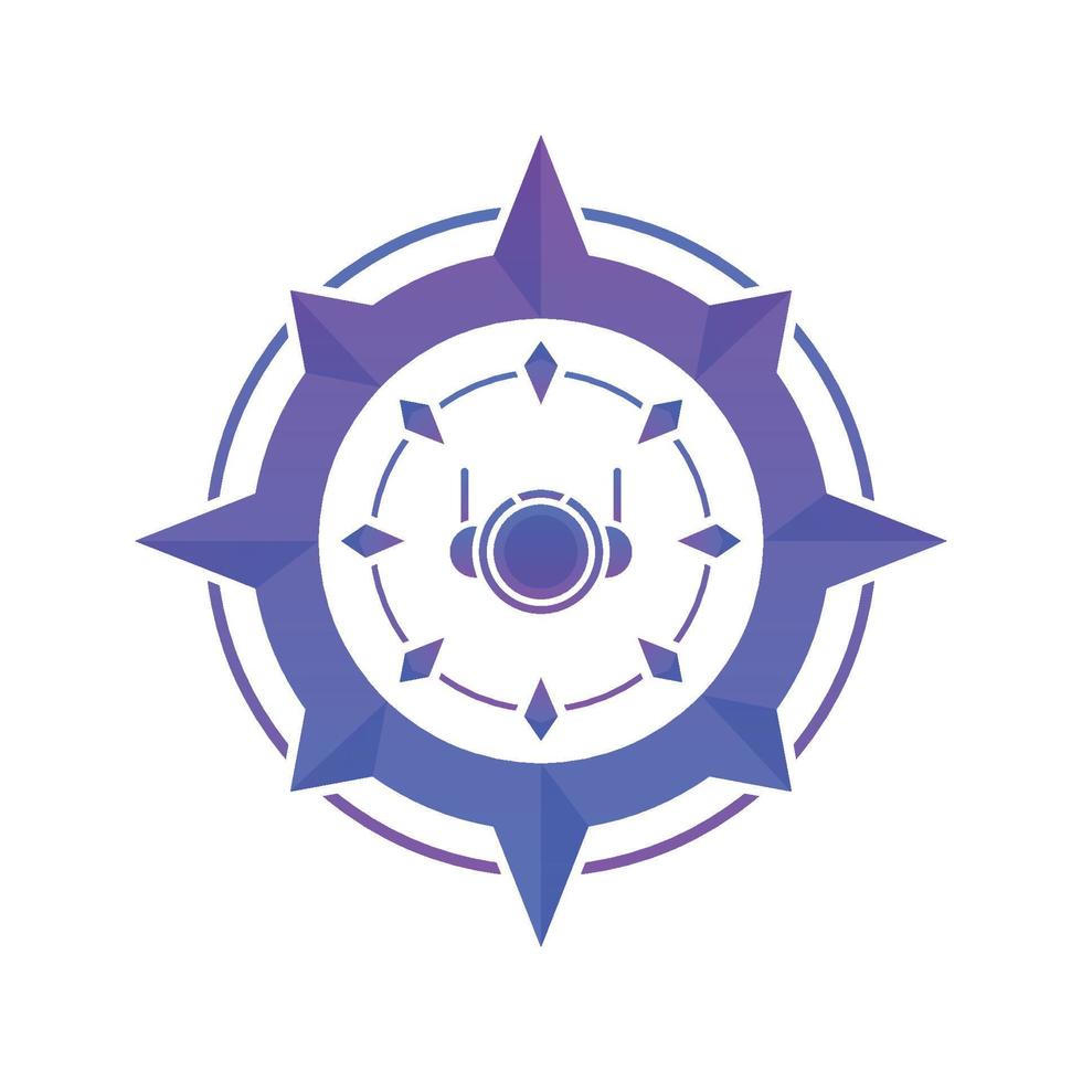 astronaut compass gradient logo design template icon vector