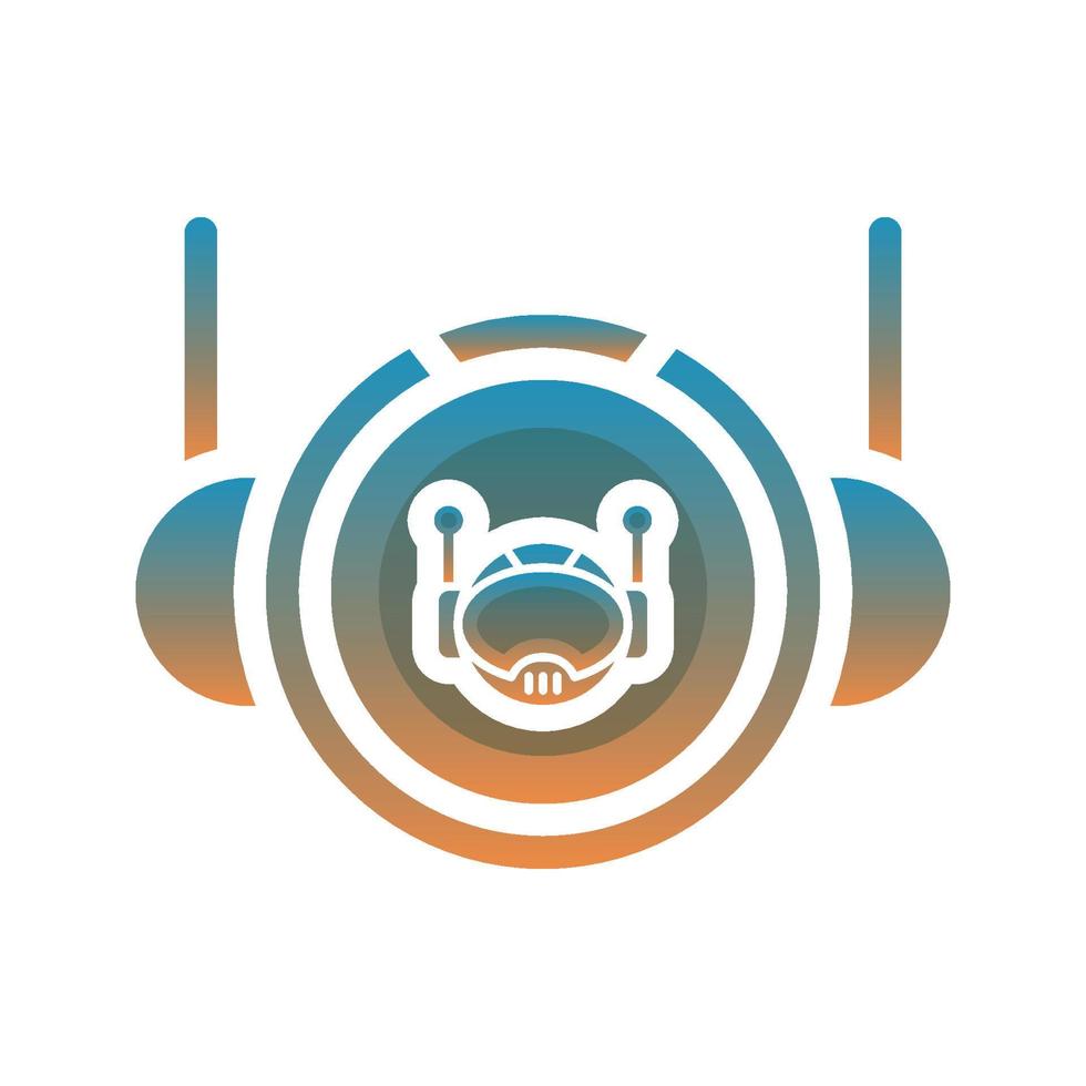 astronaut robot logo gradient design template icon vector