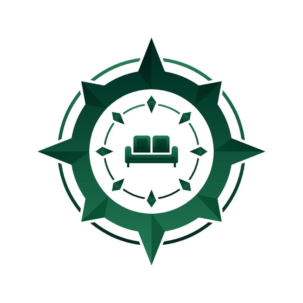 sofa compass logo gradient design template icon vector