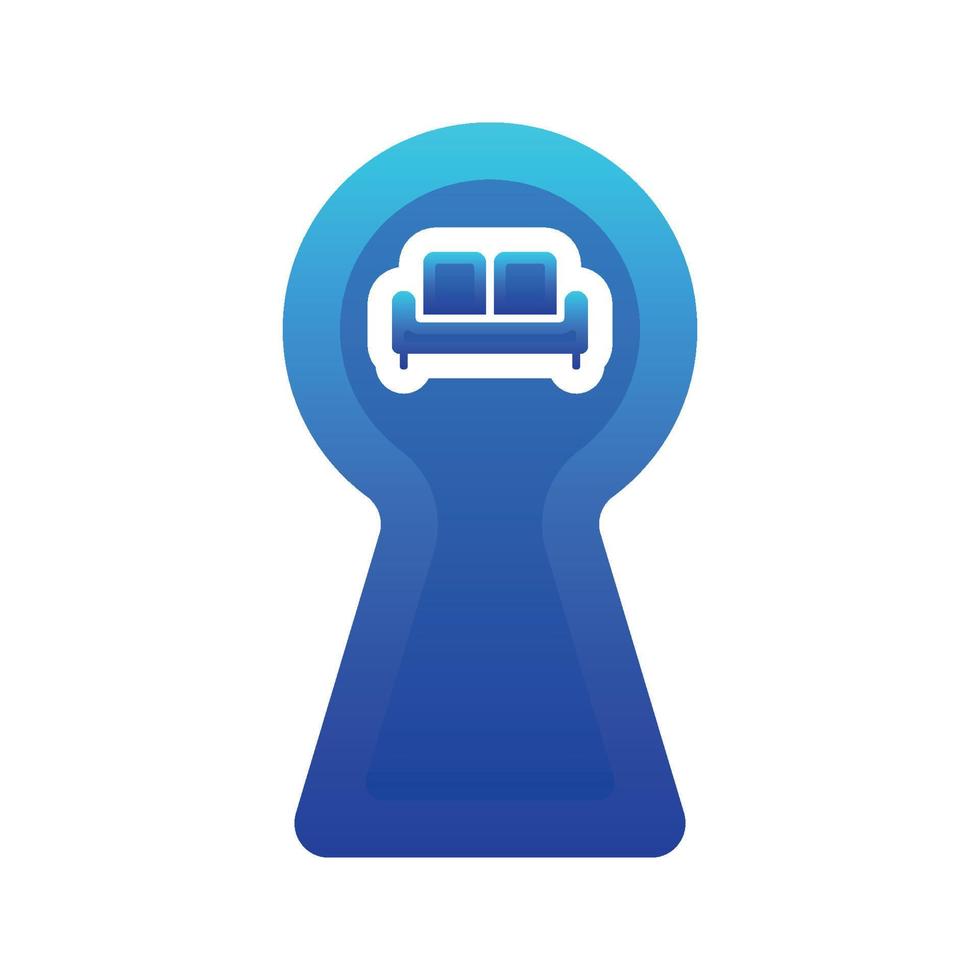 sofa keyhole logo gradient design template icon vector