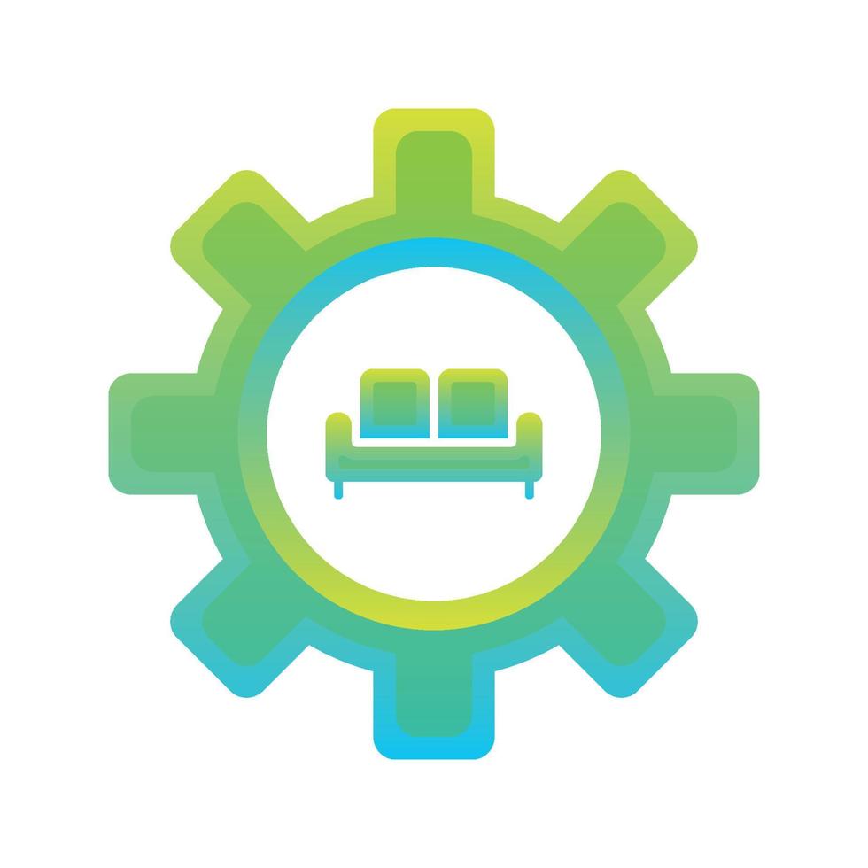 sofa gear logo gradient design template icon vector