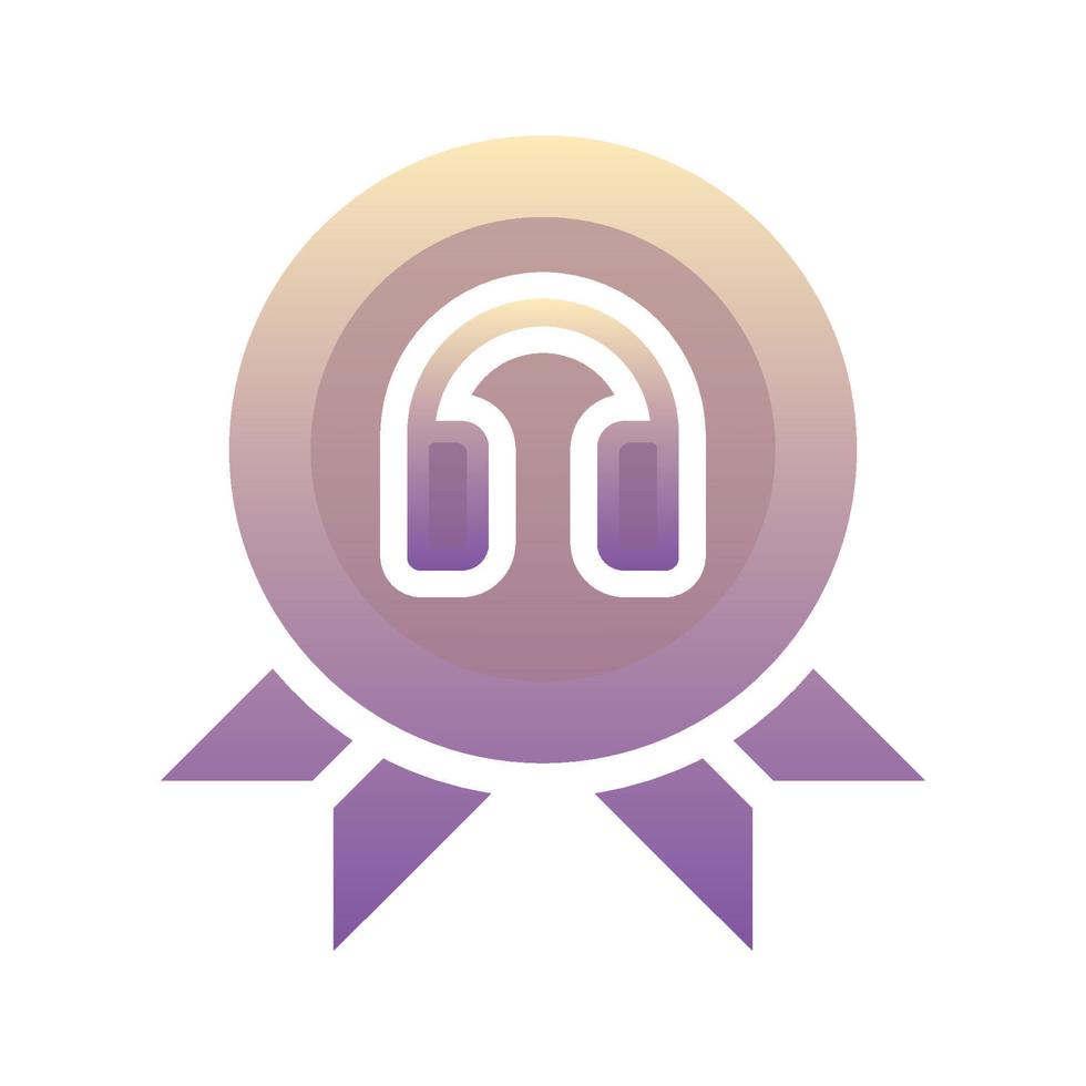 headphone medal gradient logo design template icon vector