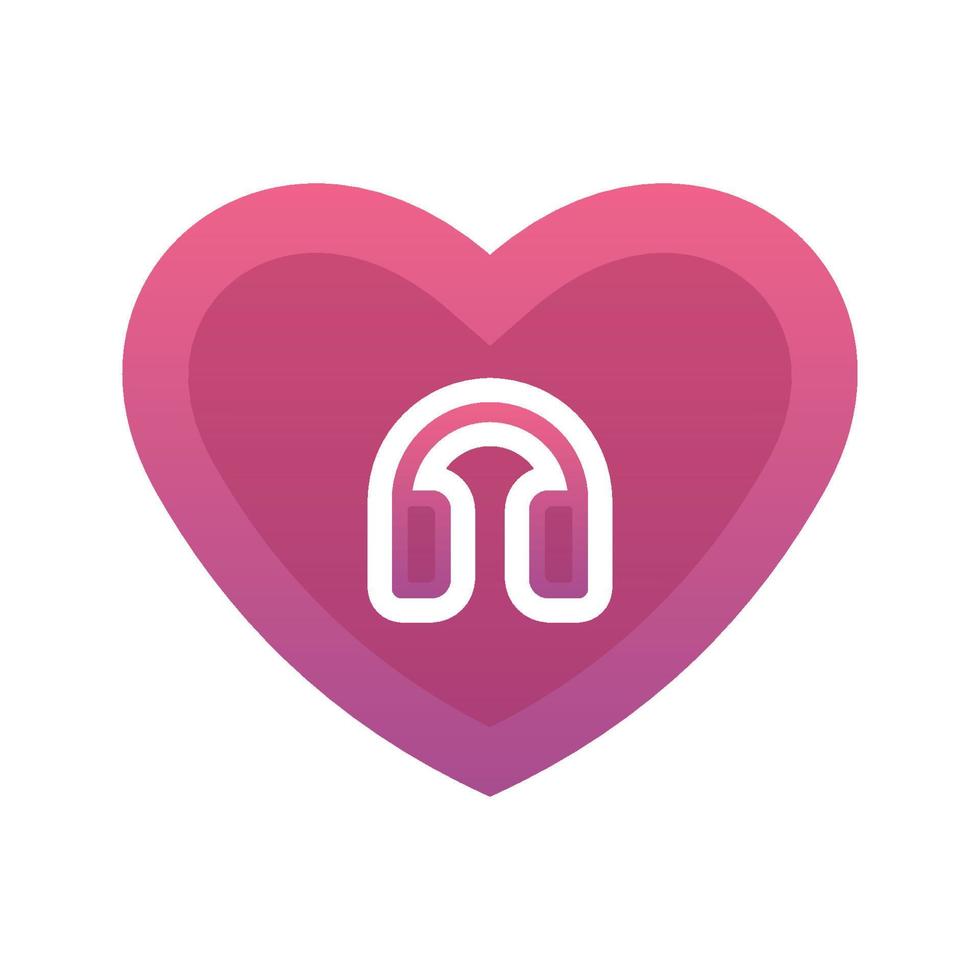 icono de plantilla de diseño de logotipo degradado de amor de auriculares vector