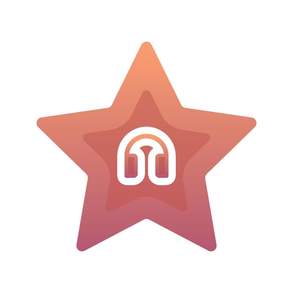 headphone star gradient logo design template icon vector