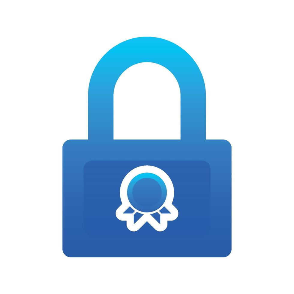 medal lock gradient logo design template icon vector