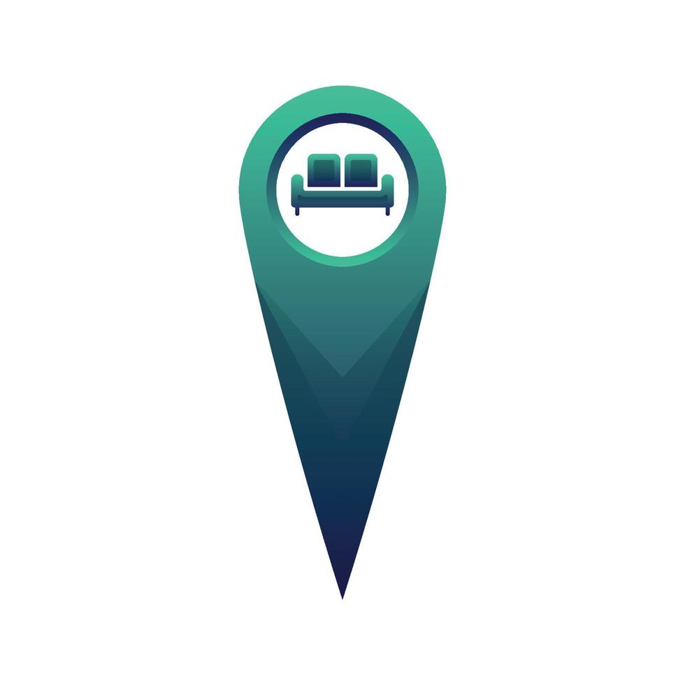 sofa location logo gradient design template icon vector