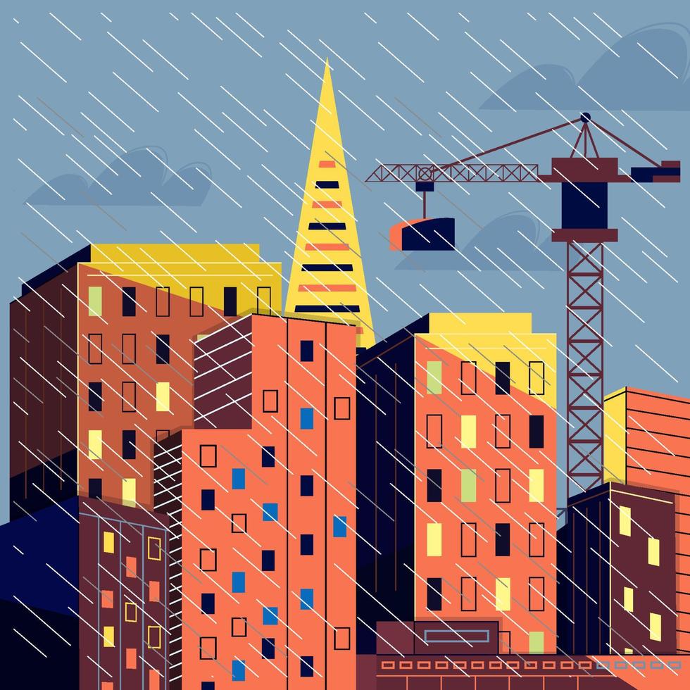 Day Raining In Metropolitan City Concept vector