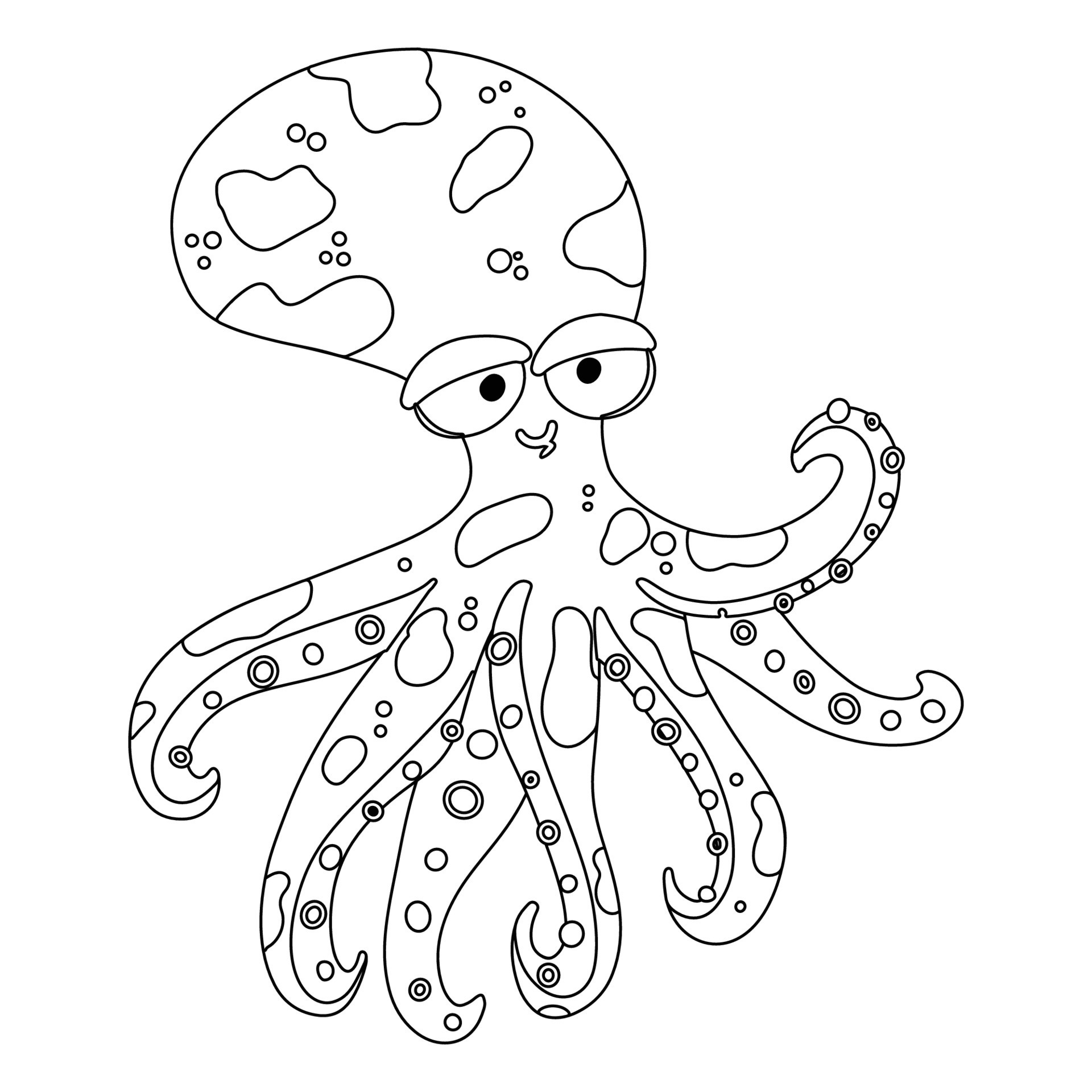 Cute cartoon octopus. Coloring pages for kids. Vector outline on white  background. 7781771 Vector Art at Vecteezy