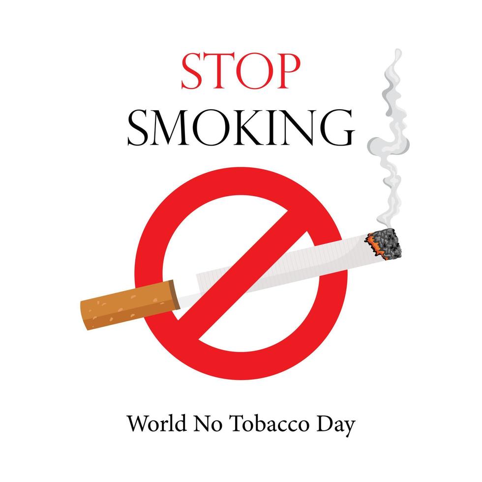 Poster, leaflet or banner dedicated to the World No Tobacco Day, with an image of smoking cigarette. Vector illustration, stop tobacco