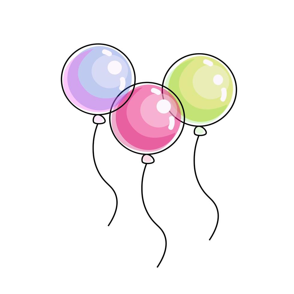 Bunch of balloons in doodle style isolated on white background. Vector ...