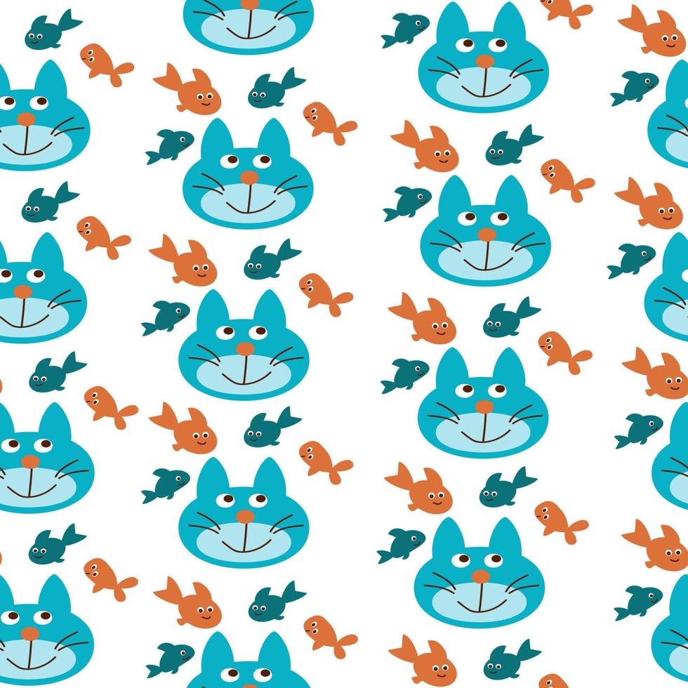 Cat character seamless pattern. cute cat vector design