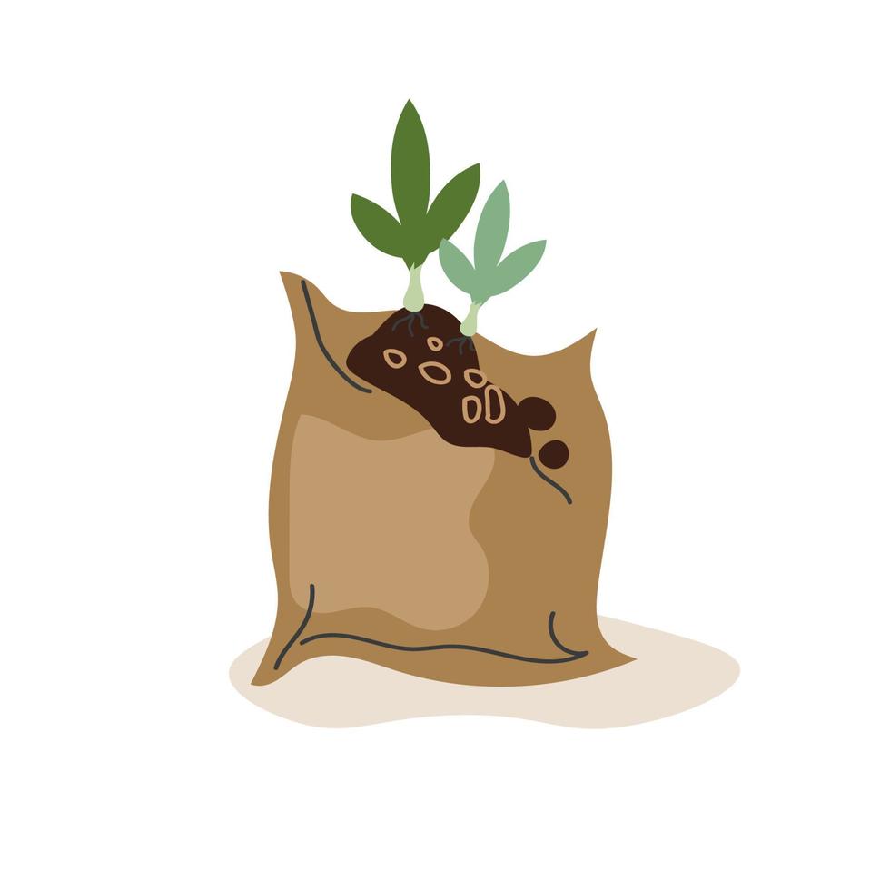 bolsa de compostaje. tema de compost orgánico. conjunto de iconos dibujados a mano. tema de desperdicio cero. vector