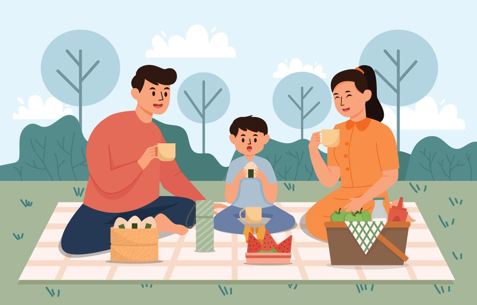 Picnic With Family vector