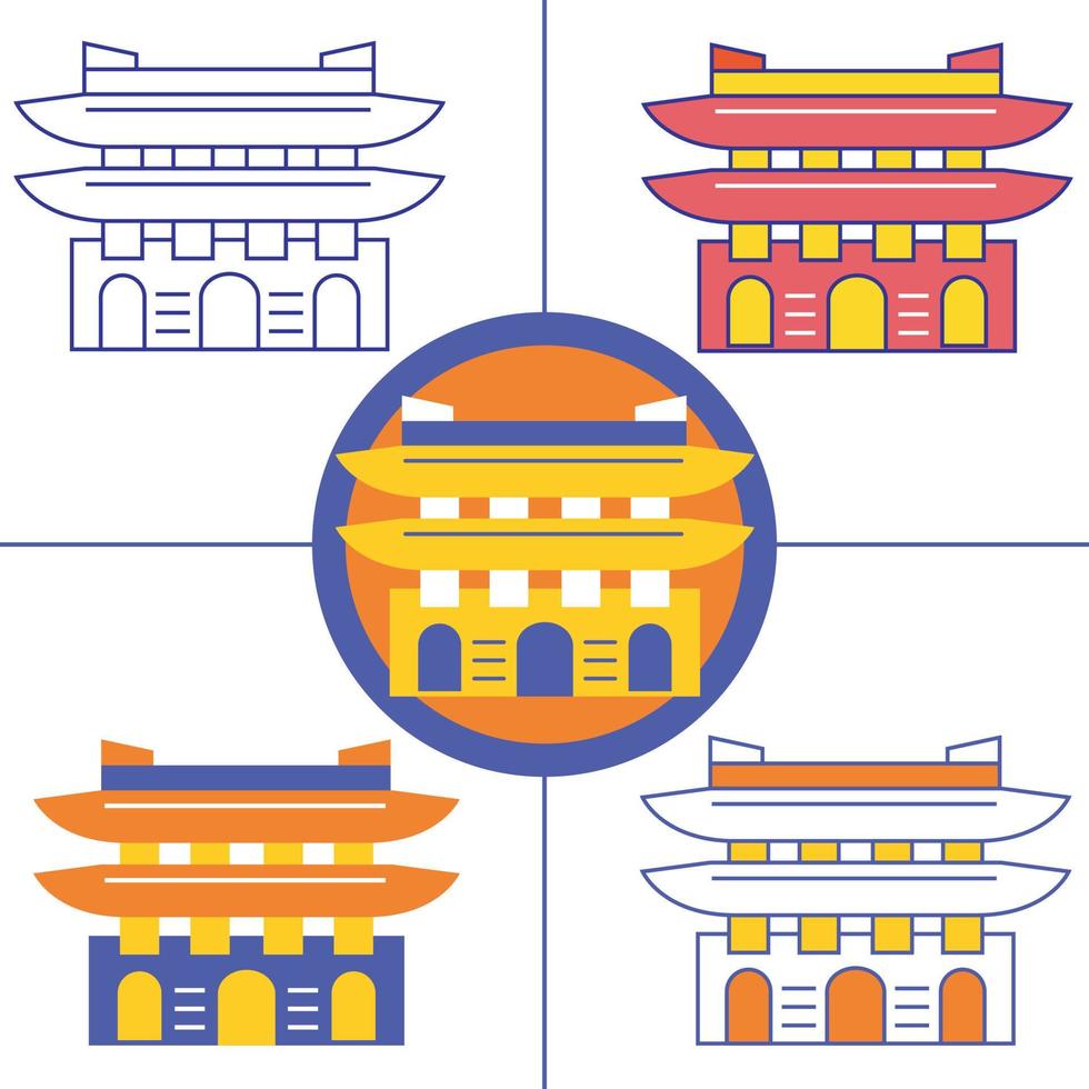 Gwanghwamun Gate in flat design style. vector