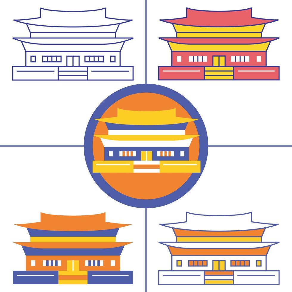 changdeokgung en estilo de diseño plano vector